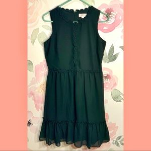 Loft Black Flouncy Ruffle Dress Flower Detailing 4
